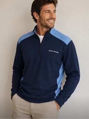Brooks Brothers Half  Zip Pullover Blue Size Large NWOT